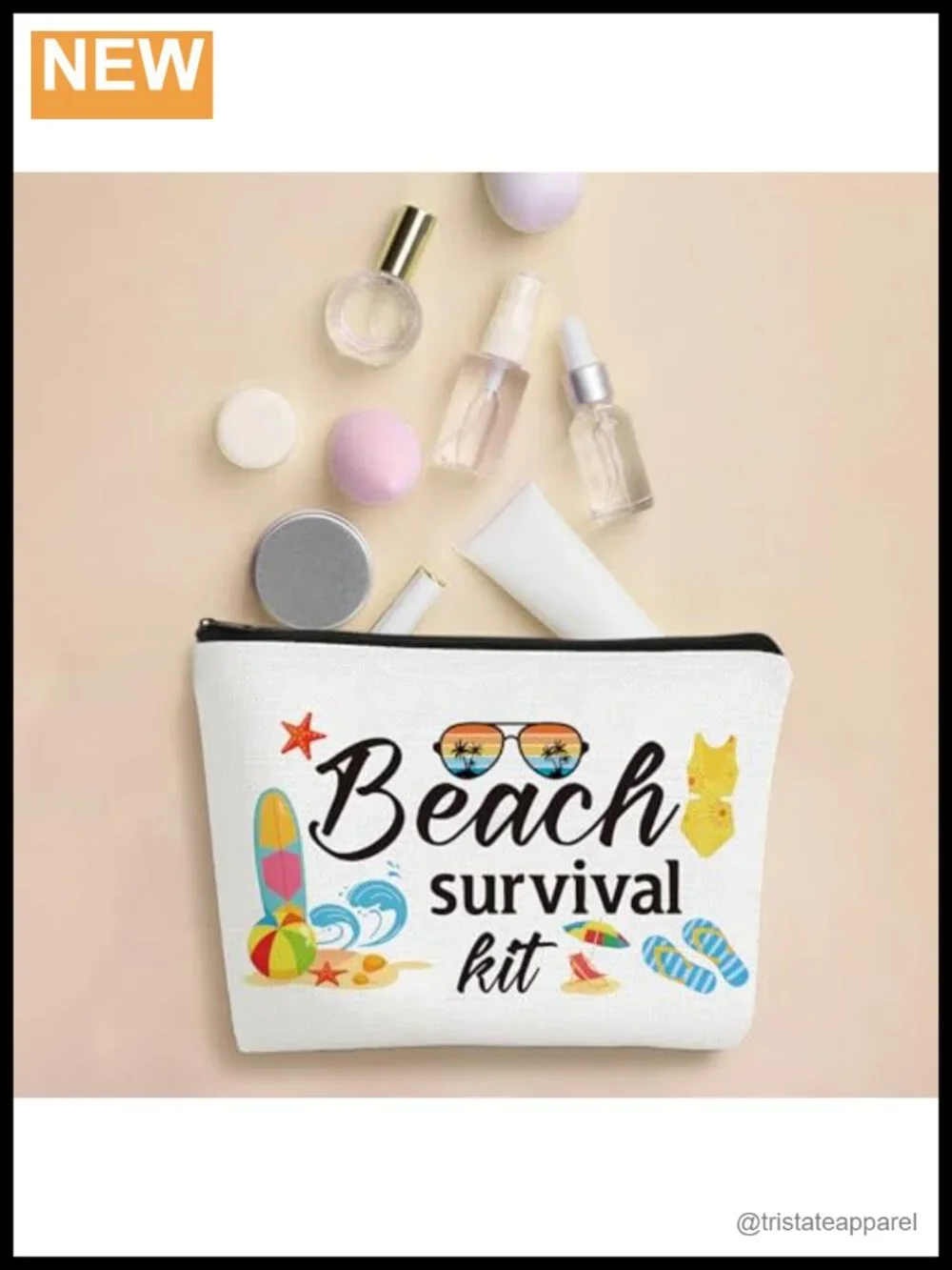 Canvas Cosmetic Bag with Zipper Travel Organizer Pouch